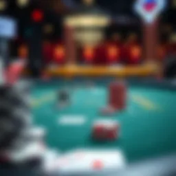 Omaha poker table setup with chips and cards