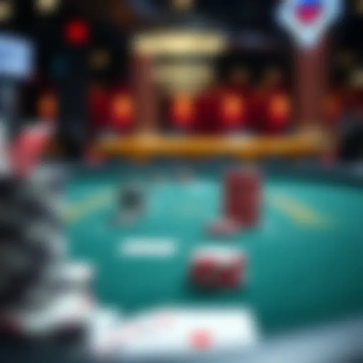 Omaha poker table setup with chips and cards