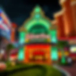 Exterior view of Silverton Casino showcasing its architectural design and vibrant environment.