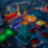 Aerial view of SlotZilla zip-line attraction in Las Vegas