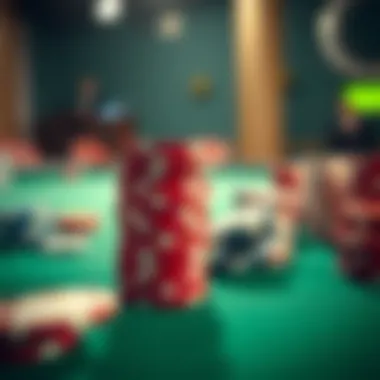 Chips stacked on a green felt table