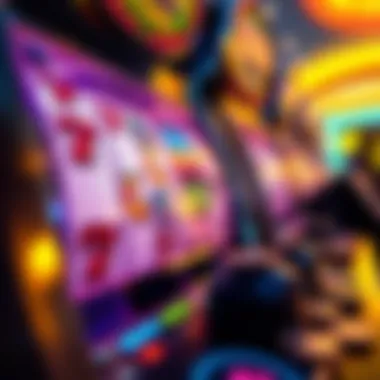 Close-up of a slot machine with coins