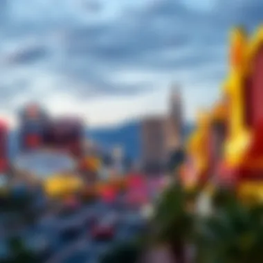 The Iconic Las Vegas Strip Awaits A scenic view of Las Vegas strip with hotels in the background.