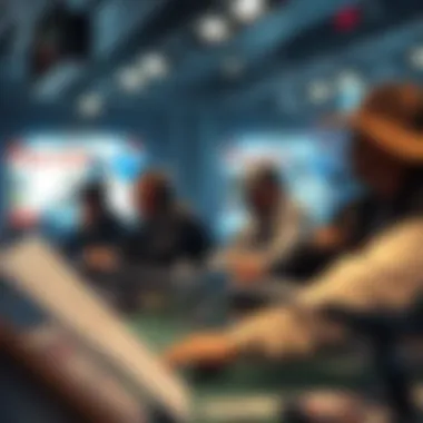 Commentary booth with experts analyzing a poker match