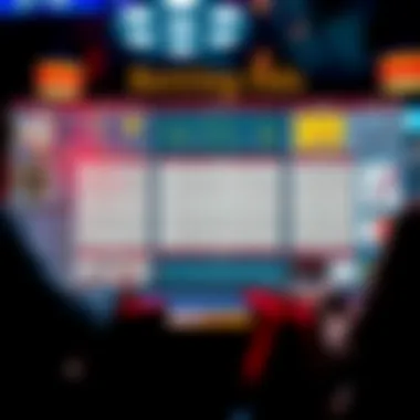 An intricate layout of betting odds and charts