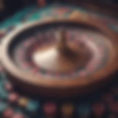 A vibrant roulette wheel in motion with colorful chips