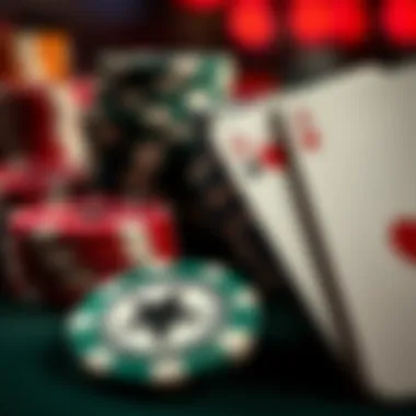 A close-up of poker chips and cards, highlighting the elements of strategy in Texas Hold'em