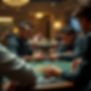 An engaging moment of players interacting and reading each other at a poker table