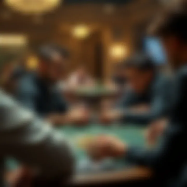 An engaging moment of players interacting and reading each other at a poker table