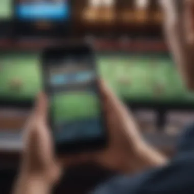 Person using a mobile device for online sports betting