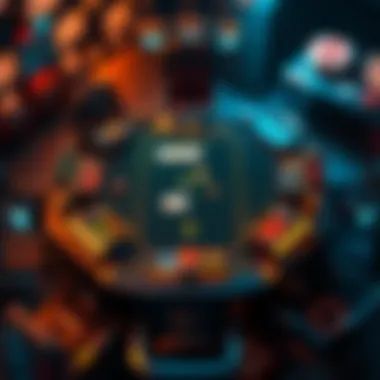 An intricate design of a digital poker table showcasing various game elements.