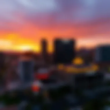 Breathtaking Sunset Over The Strat Panoramic view of The Strat Las Vegas at sunset