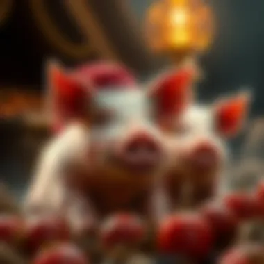 Thematic Elements of Three Little Pigs Illustration of the thematic elements inspired by the classic fable of the Three Little Pigs