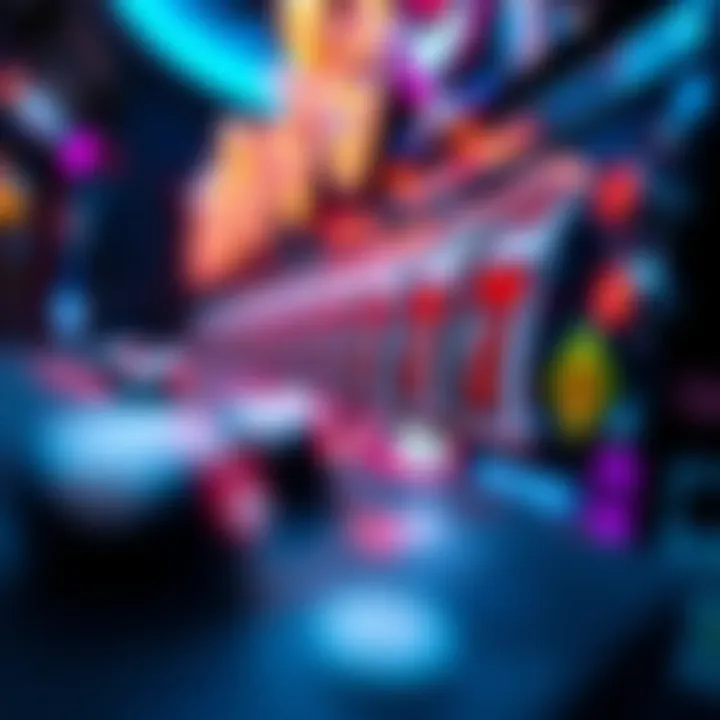 Close-up of spinning slot reels with winning combinations highlighted