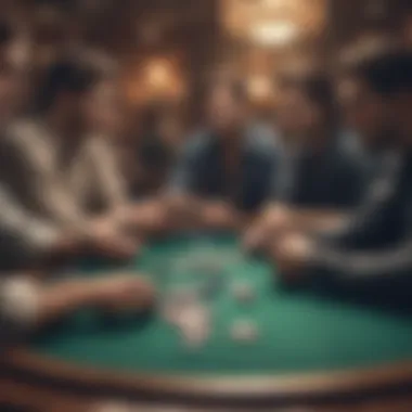 A group of players engaged in a strategic discussion at a poker table