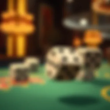 Close-up of dice being thrown on the craps table