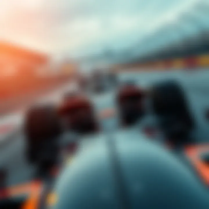 A close-up view of a Formula One car racing on the track, showcasing speed and precision.