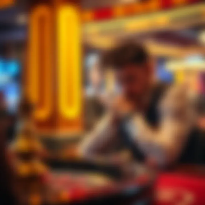 Contemplating Betting Strategies A player contemplating their betting strategy at a roulette table