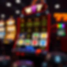 Illustration of a slot machine displaying digital probability metrics