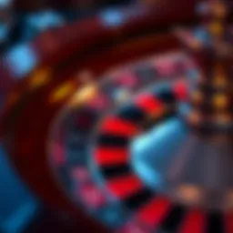 Detailed view of the roulette wheel arrangement showcasing numbers and colors