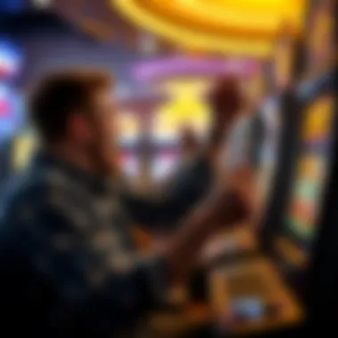 Player celebrating a win at a slot machine